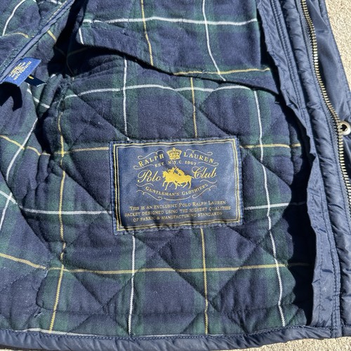 Polo Ralph Lauren Quilted Vest Jacket Puffer Navy Blue Men’s Small Plaid Lined - Picture 20 of 22