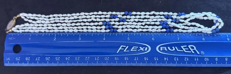 Necklace & Bracelet Set Both 18” Fresh Water 3 Strands & Rice Pearls Wrap-around - Image 2 of 3