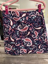 Talbots Paisley Preppy Watercolors Canvas A Line Skirt Sz 8 Navy And Pink