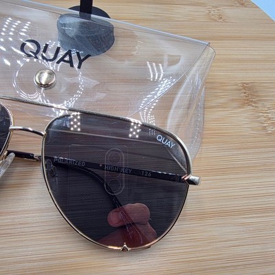 Quay Australia High Key Polarized Aviator Sunglasses Gold Frame 126 with Case
