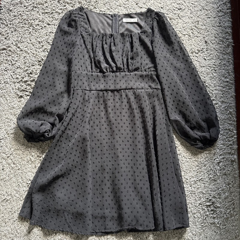 SHEIN Teen Girls Black Long Sleeve Embroidered Maxi Dress Size 12-13 - EUC!