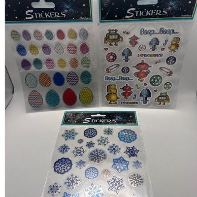 Nicole Scrapbooking Stickers Lot Easter Eggs Snowflakes Robots New In Package