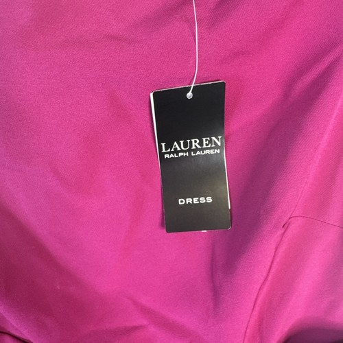 Robe de cocktail neuve LAUREN, RALPH LAUREN ' Saran ' épaules dénudées 12 canneberges - Photo 3/22