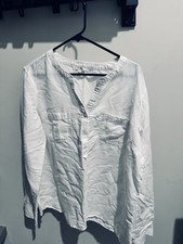 Talbots White 100% Linen Tunic Top Womens XL ...