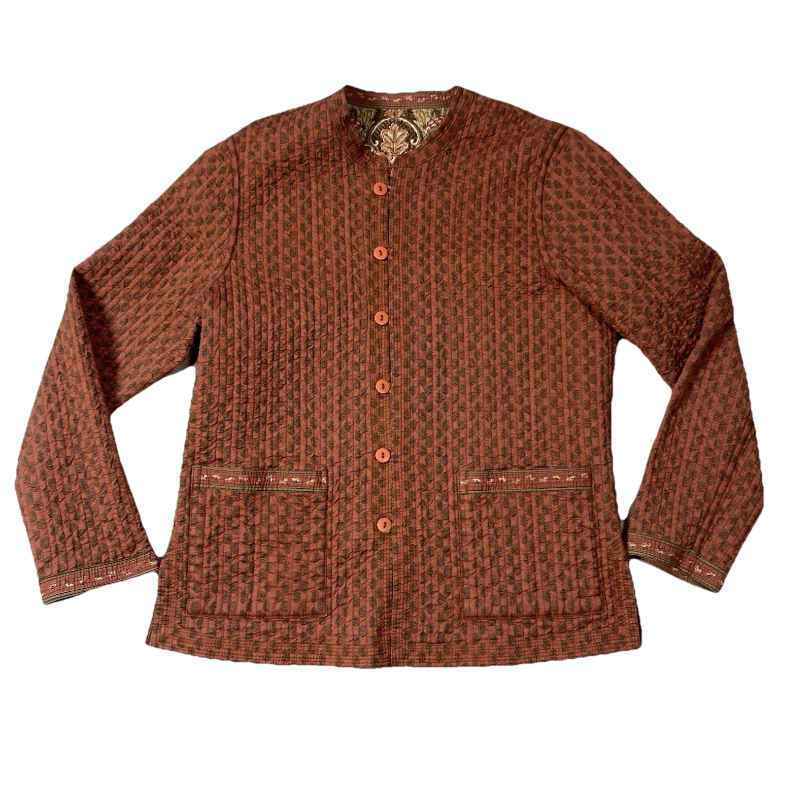 Quilted Mandarin Collar Reversible Button Up Jack… - image 14