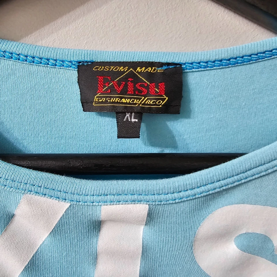 Camisa Evisu Is The Maniac Azul Blanco Hecha a Medida Camiseta Manga Buda Para Hombres XL Foto 3 de 4