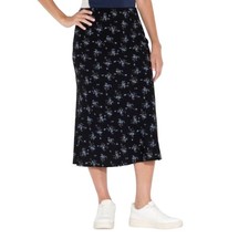 Wild Fable Women's Black Blue Floral A-Line Midi Skirt Size Medium