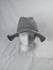 Scala Gray 50 Wool 50 Polyester Hat Stitched Around Thin Belt Floppy Brim