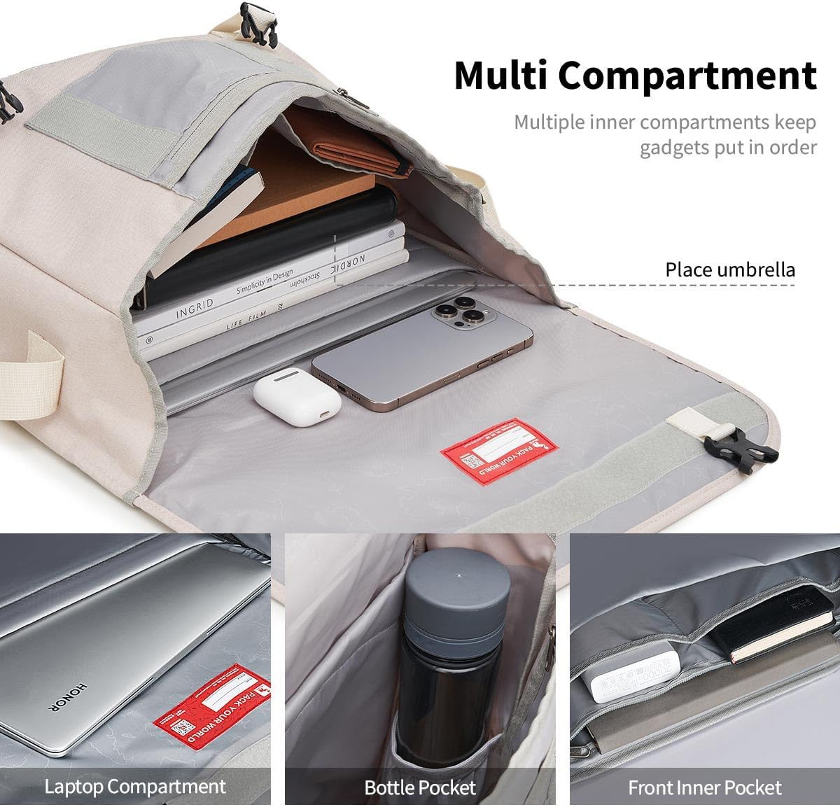 Messenger Bag for Men, 15.6 Inch Laptop Crossbody Bags Women Casual Satchel Shou