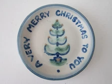 MA HADLEY Pottery VERY MERRY CHRISTMAS 4" Trinket Dish COASTER Stoneware