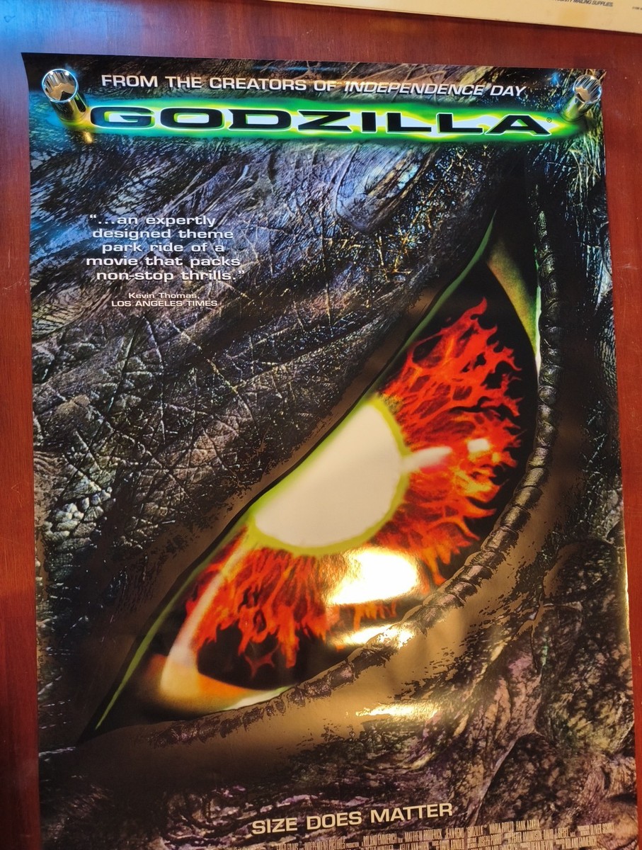 Godzilla 1998 Video Store Poster 27x39 “Size Does Matter” VHS DVD