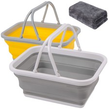 2 Pack Collapsible Sink with Handle Towel, 2.37 Gal / 9L Foldable Wash Basin ...