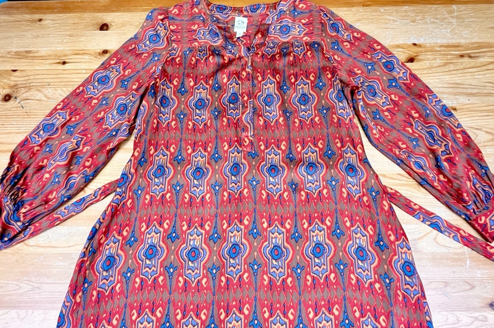 TINY Dress Medium Red Aztec Print Anthropologie R… - image 8