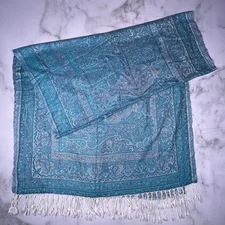 Womens Indian Style Oversize 100% Cashmere Shawl Wrap Scarf  Throw Blanket Green