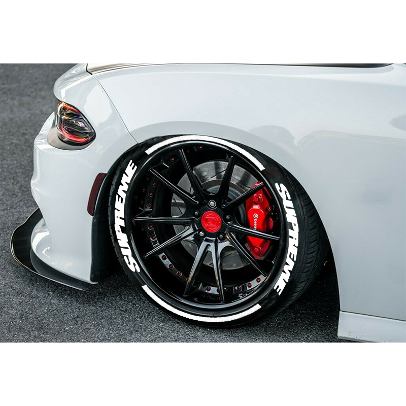 White SUPREME Tire Lettering Sticker 1.06
