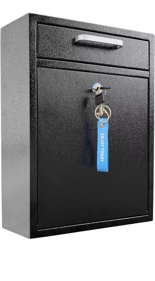 Locking Mailbox Wall Mount - Black Galvanized Steel Keys for Outdoor Wow - Image 2 of 3