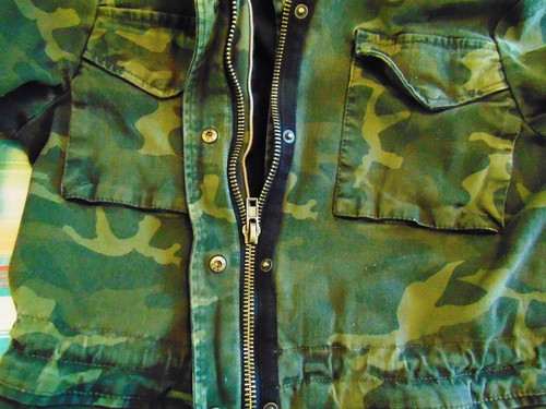 Women's "Pink Envelope" Military Style Green Camo Medium Jacket - Picture 7 of 8