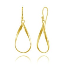 Lightweight Teardrop Swirl Dangle Drop Earrings in Gold Plated Sterling Silver