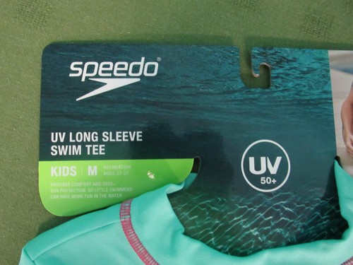 Speedo Boys Kids Long Sleeve Swim Tee Shirt Pool Water UV 50+ Ages 2T/3T Seafoam - Picture 3 of 9