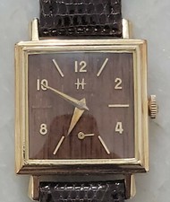 VINTAGE 1961 HAMILTON 14K GOLD SHERWOOD M WOOD DIAL MEN'S WRIST WATCH ULTRA RARE