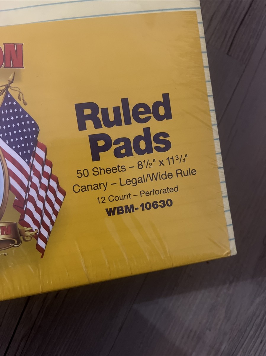 8.5 x 11 Legal Pads, 12 Pack, Wide Ruled, Yellow Paper, WBM 8.5 x 11 Legal Pads, 12 Pack, Wide Ruled, Yellow Paper, WBM