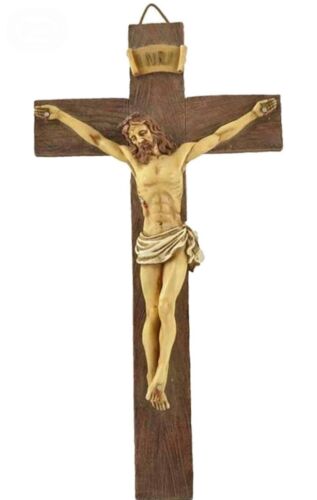 Jesus Crucifix Cross Wall Catholic Hand painted Resin Realistic Crucifijo Cristo