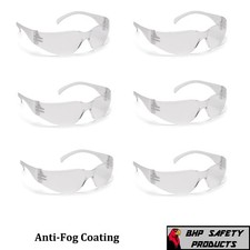 6 PR PYRAMEX INTRUDER SAFETY GLASSES CLEAR ANTI-FOG LENS WORK EYEWEAR S4110ST