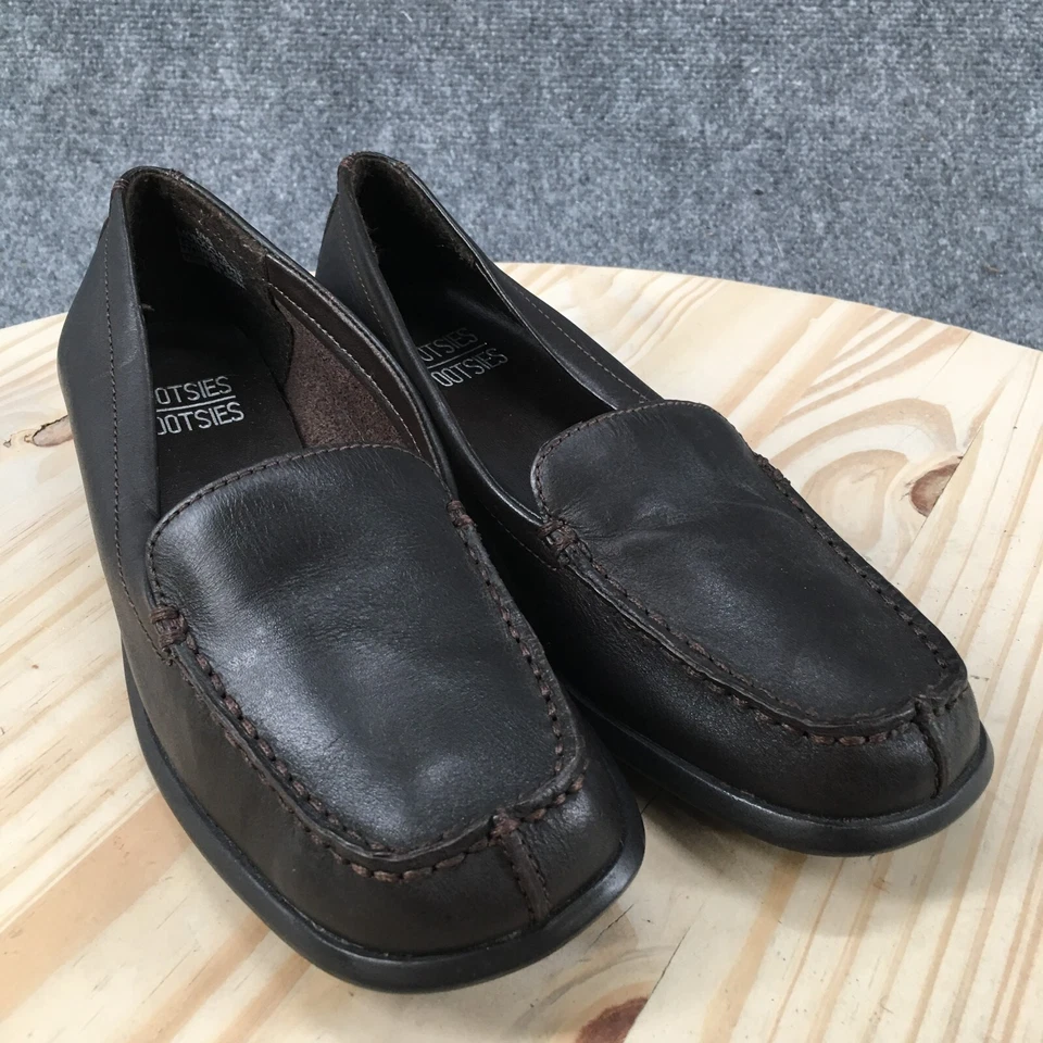 Mootsies Tootsies Zapatos Mujer 6.5M Motoocute Mocasines Cuero Marrón Sin Cordones Foto 3 de 4