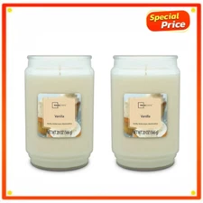 ( 2 PACK ) Mainstays Vanilla Scented Single-Wick Large Glass Jar Candle, 20oz