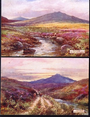 ZWEI alte Kunst Postkarten von DARTMOOR von G H Jenkins. Kostenloser UK-Versand