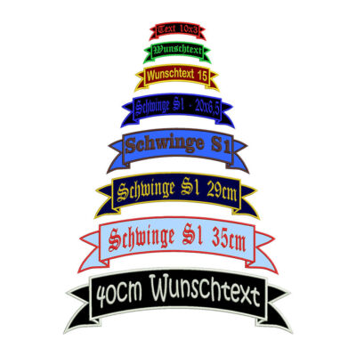 Aufnäher obere Schwinge S1 Wunschtext Wunschname, Top Rocker, Rückenpatch swi