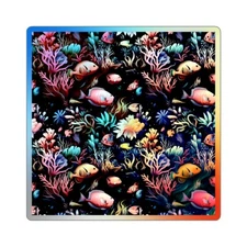 Holographic Sticker Hawaiian Tropical Aloha Coral Reef Ocean Marine Life Fish