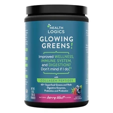 Health Logics Glowing Greens Superfood Greens, Prebiotic, Probiotic & Collagen 