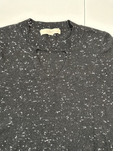 Loft Petites Long Sleeve Sweater Women's SP Black White Keyhole Neck - Picture 11 of 12