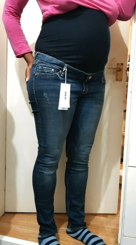 NEW H&M Mama Skinny High Rib 0469562 Blue Maternity Jeans UK 18 - Picture 4 of 8