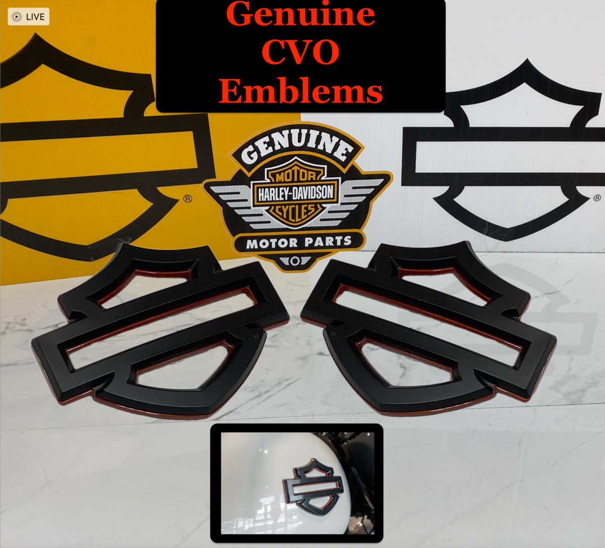 Original Harley CVO Touring Fuel Gas Tank Emblems Denim Black