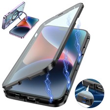 For iPhone 17 16 15 14 13 12 Pro Max Magnetic Metal Ring Case Screen Protector