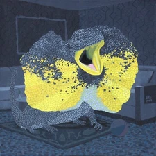 Frilled Lizard Acrylic On Canvas 12 x 12 in. Original Surreal Painting