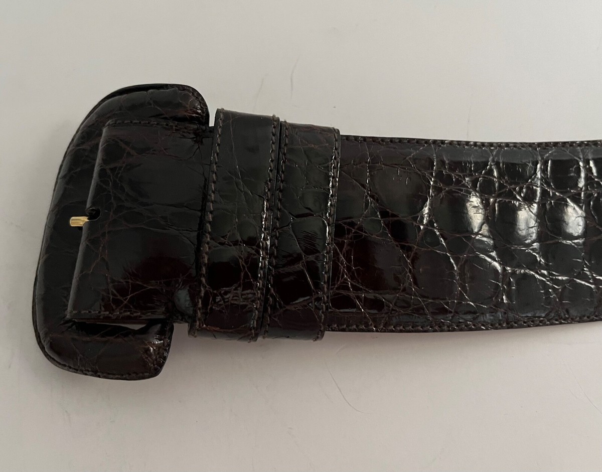 Donna Karan New York  Genuine Caiman Crocodile Embossed Belt  Size M / 36” Donna Karan Crocodile/Alligator Belts for Women for sale | eBay main image 3