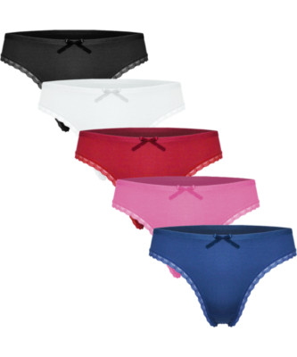 String Tanga Damen 5 / 10 Stück Slip Baumwolle Stretch Unterwäsche 5 Farben