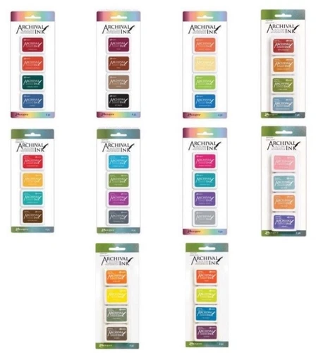 Ranger Mini Archival Ink Pads Kit (COMPLETE SET) & Wendy Vecchi 10 packs Bundle