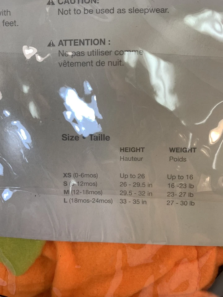 婴幼儿 全新 Pkg Jack-O-Lantern 南瓜服装连身裤 尺寸:12-18 mos — 第 4/4 张图片