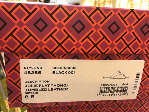 NWB 48255 Authentic Tory Burch Shoe Julie Flat Thong Tumbled Leather Sandal BLK - Picture 16 of 18