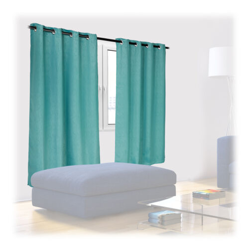 Set 2 cortinas opacas 175x135cm Sobrecortinas diseño ondas Cortinas turquesa - Imagen 1 de 9