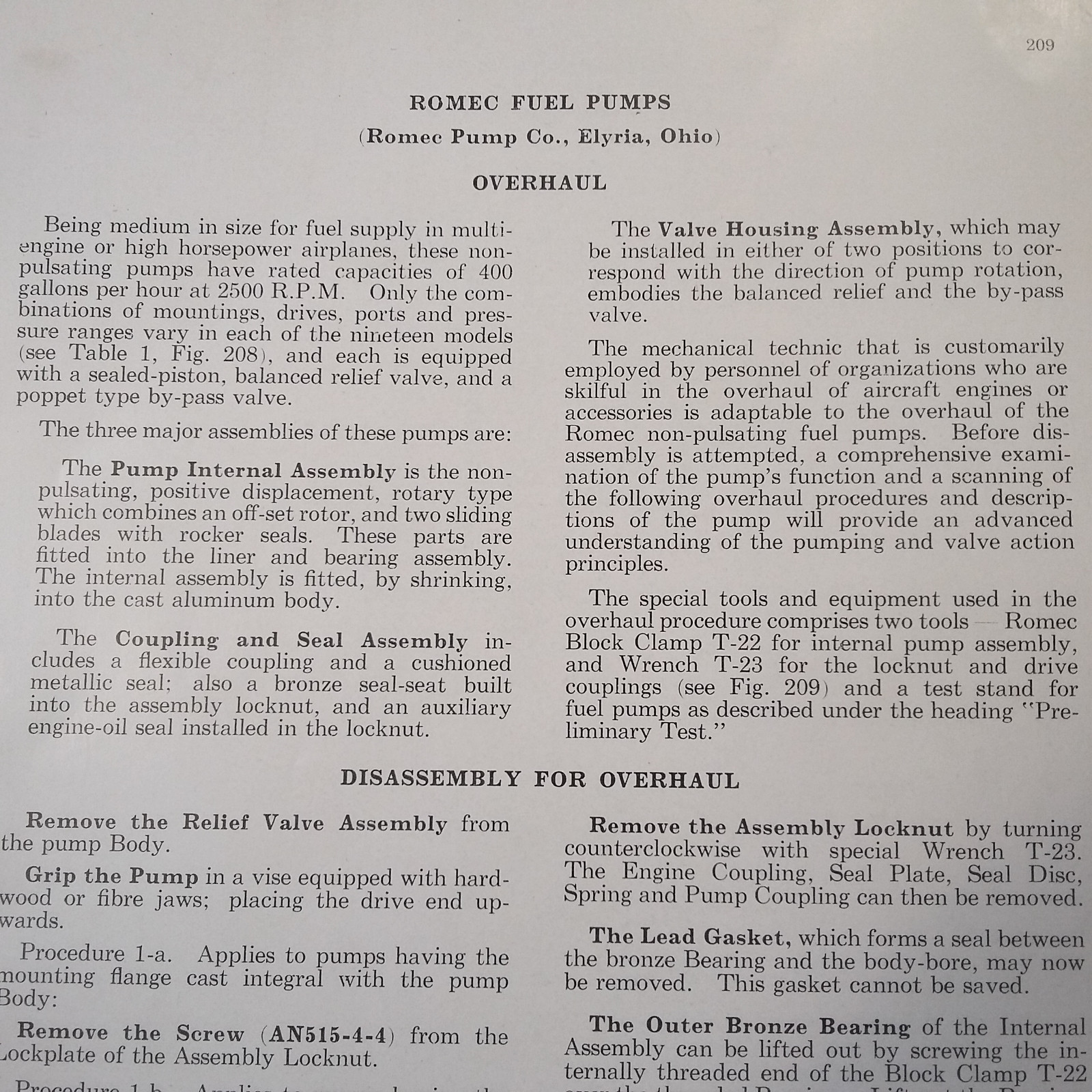 Romec Fuel Pumps Overhaul Manual Booklet eBay