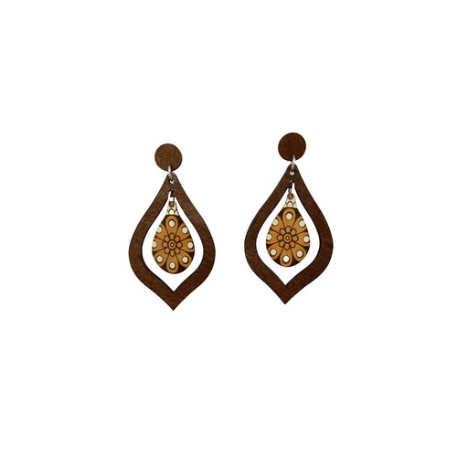 Vintage Wooden Drop Earrings Long Style Boho Chic Jewelry for Women Gift Idea - Picture 12 of 16