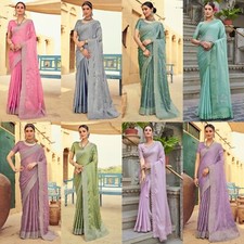 Georgette Zari Work Embroidery Saree With Unstitched Blouse Piece