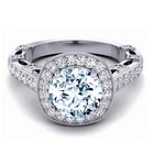 3.04 Ct Vvs1 Round Cut Blue White Moissanite Diamond Engagement Ring Silver