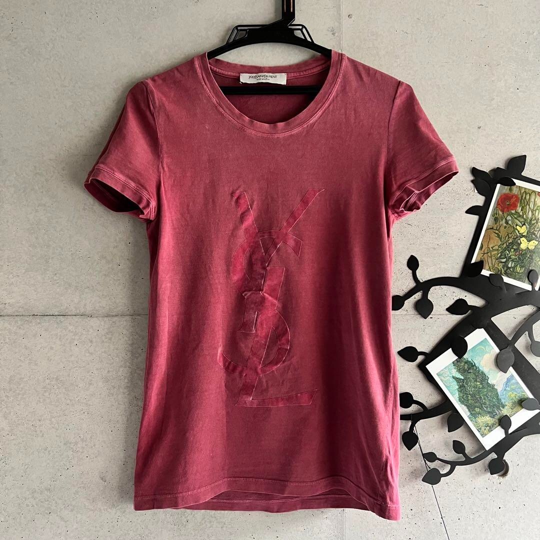 T shirt Yves Saint Laurent manica corta rosa spedita dal Giappone!! JP!! Giapponese!