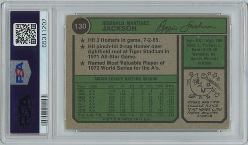 Reggie Jackson (PSA 5) 1974 Topps Karte #130 - Bild 2 von 2
